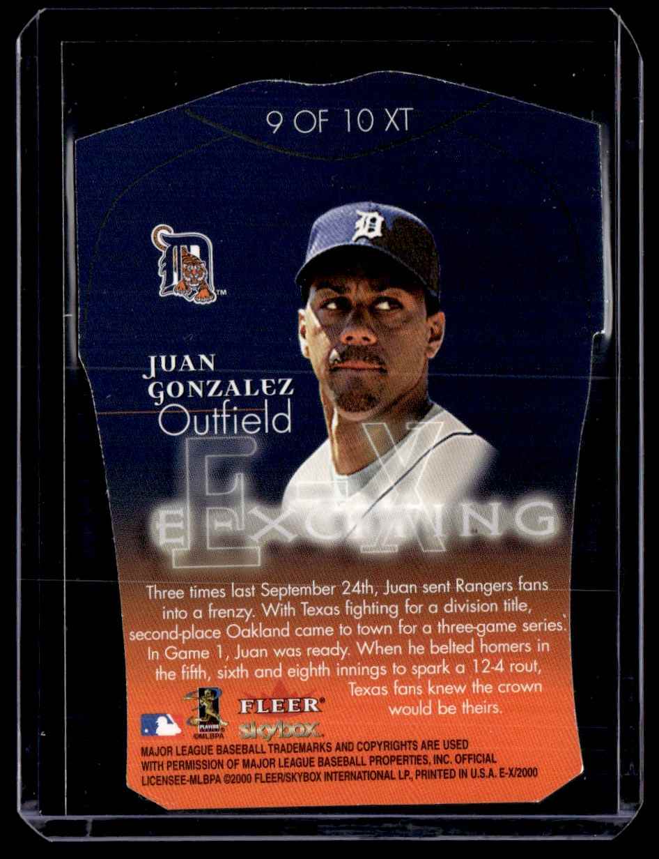 2000 EX E-Xciting Juan Gonzalez #9 card back image