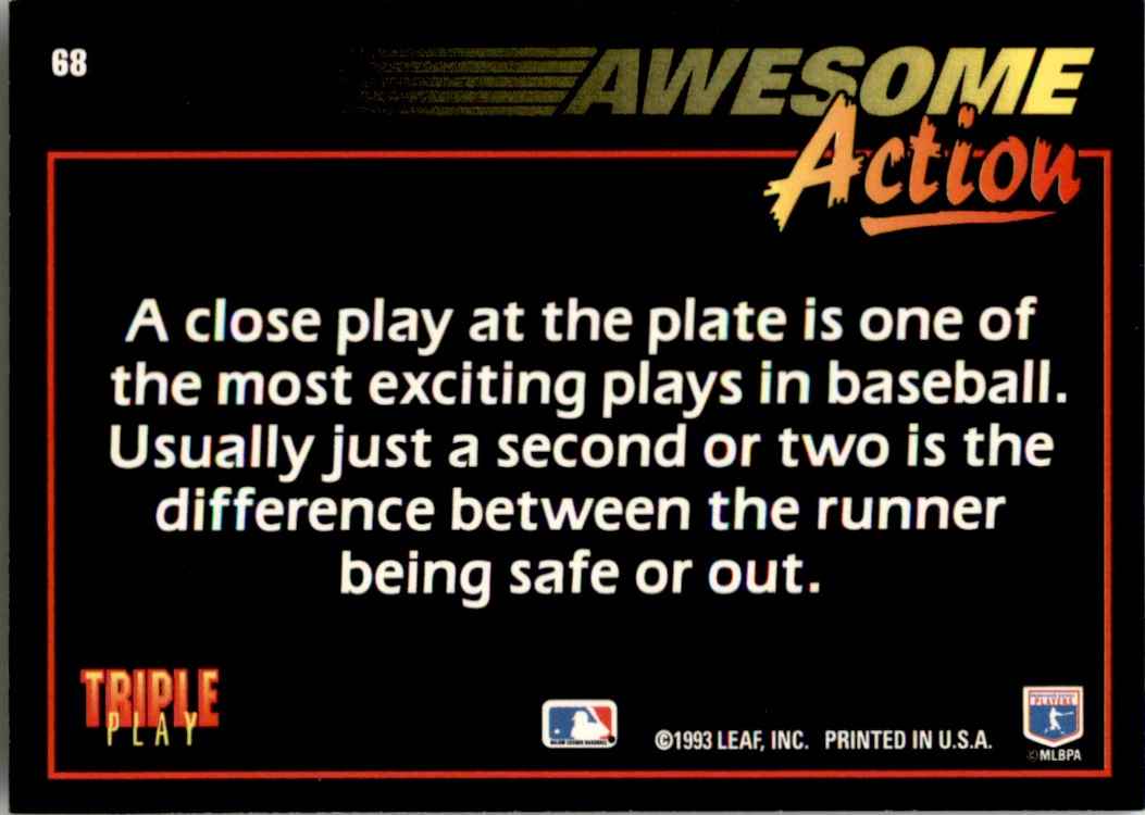 1993 Baseball Leaf Triple Play Mark McGwire/Brian Harper #68 card back image