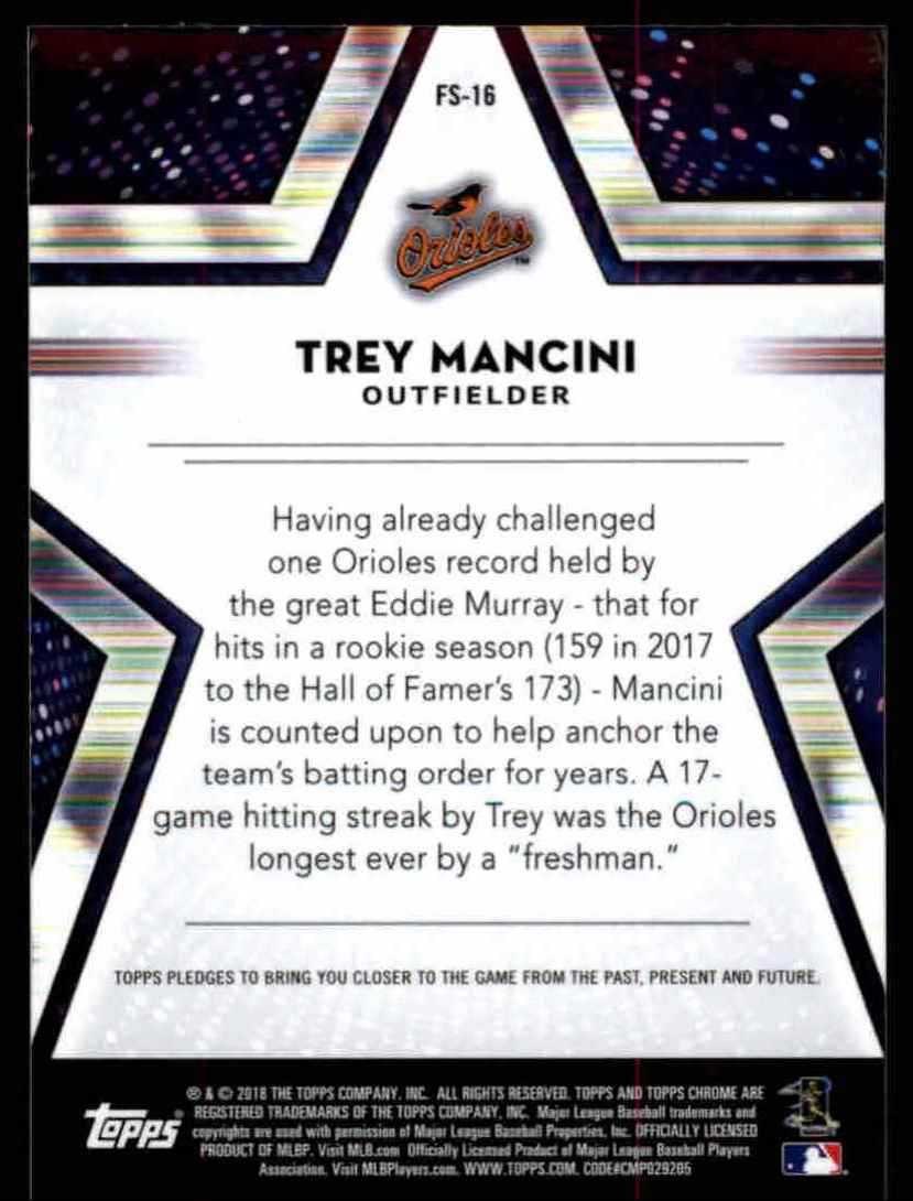 2018 Topps Chrome Future Stars Trey Mancini #FS-14 card back image