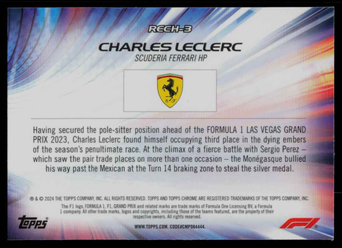 2024 Topps Chrome Formula 1 Re-Charged CHARLES LECLERC #RECH-3 card back image
