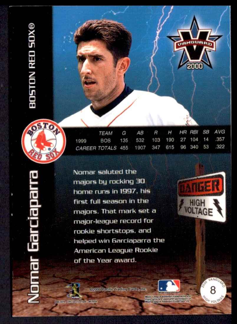 2000 Pacific Vanguard High Voltage Red Nomar Garciaparra #8 card back image