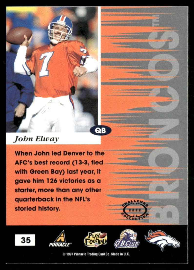 1997 Pinnacle Inscription Next Level John Elway #35 card back image