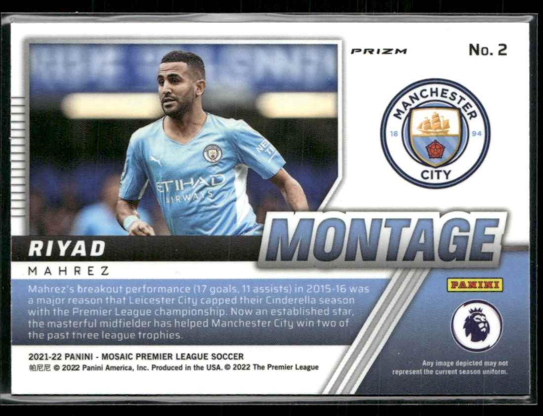 2021 Mosaic Premier League Montage Silver Riyad Mahrez #2 card back image