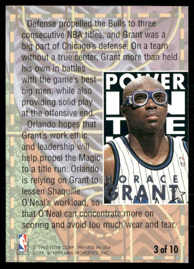 1994-95 Ultra Power in the Key Horace Grant #3 card back image