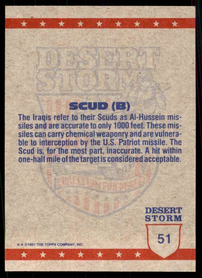 1991 Desert Storm Topps Brown Logo SCUD Missile (B) #51 card back image