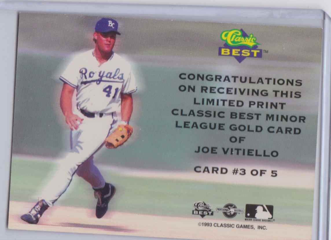 1993 Classic Best Limited Print Joe Vitiello #3 card back image