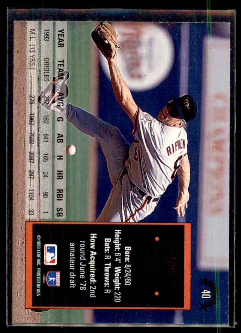 1994 Donruss Cal Ripken JR. #40 card back image