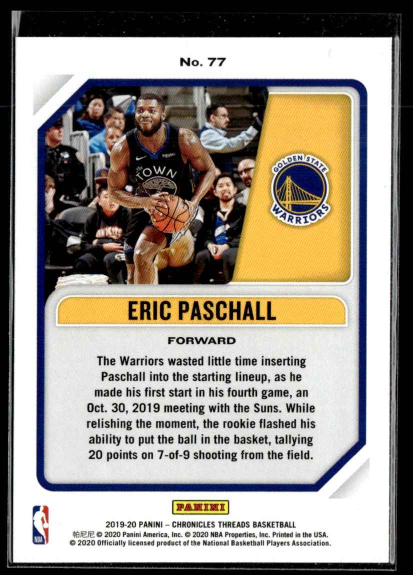 2019-20 Panini Chronicles Eric Paschall #77 card back image