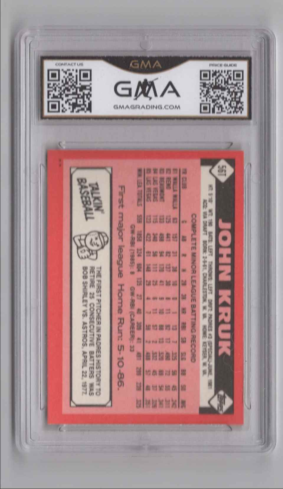 1986 Topps Traded John Kruk #56T card back image