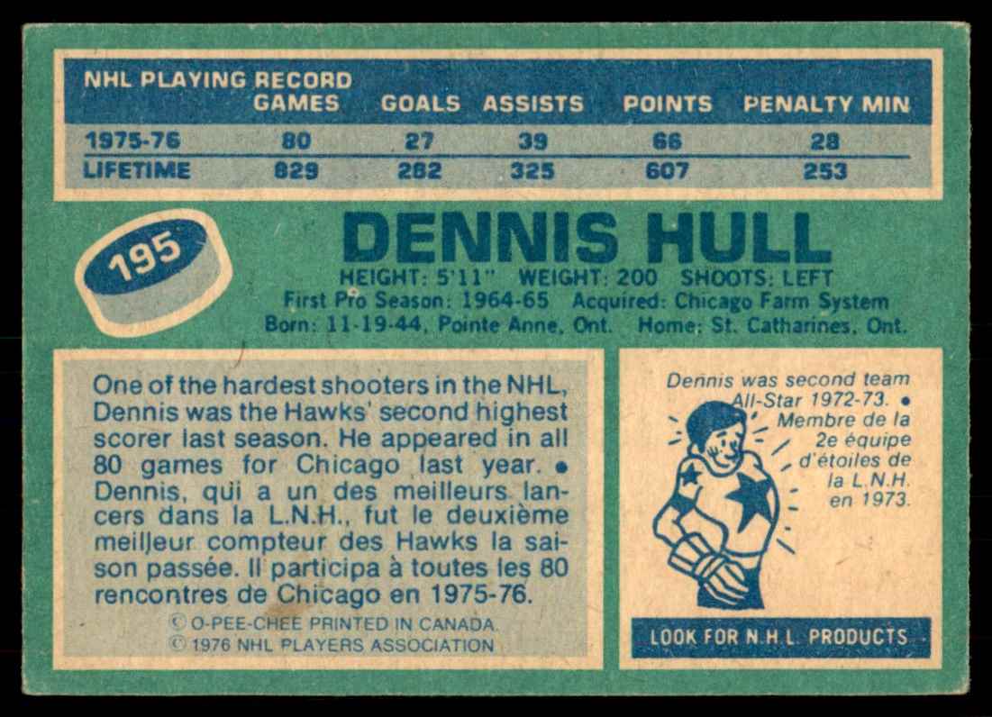 1976-77 O-Pee-Chee Dennis Hull #195 card back image