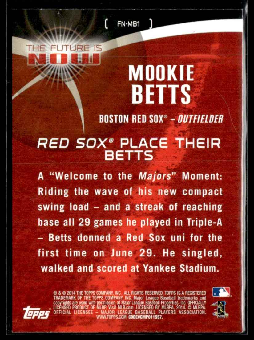 2014 Topps Update The Future is Now Mookie Betts #FN-MB1 card back image