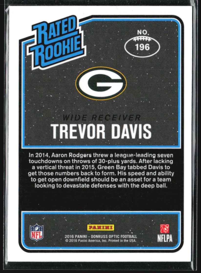 2016 Donruss Optic Trevor Davis #196 TS1 card back image