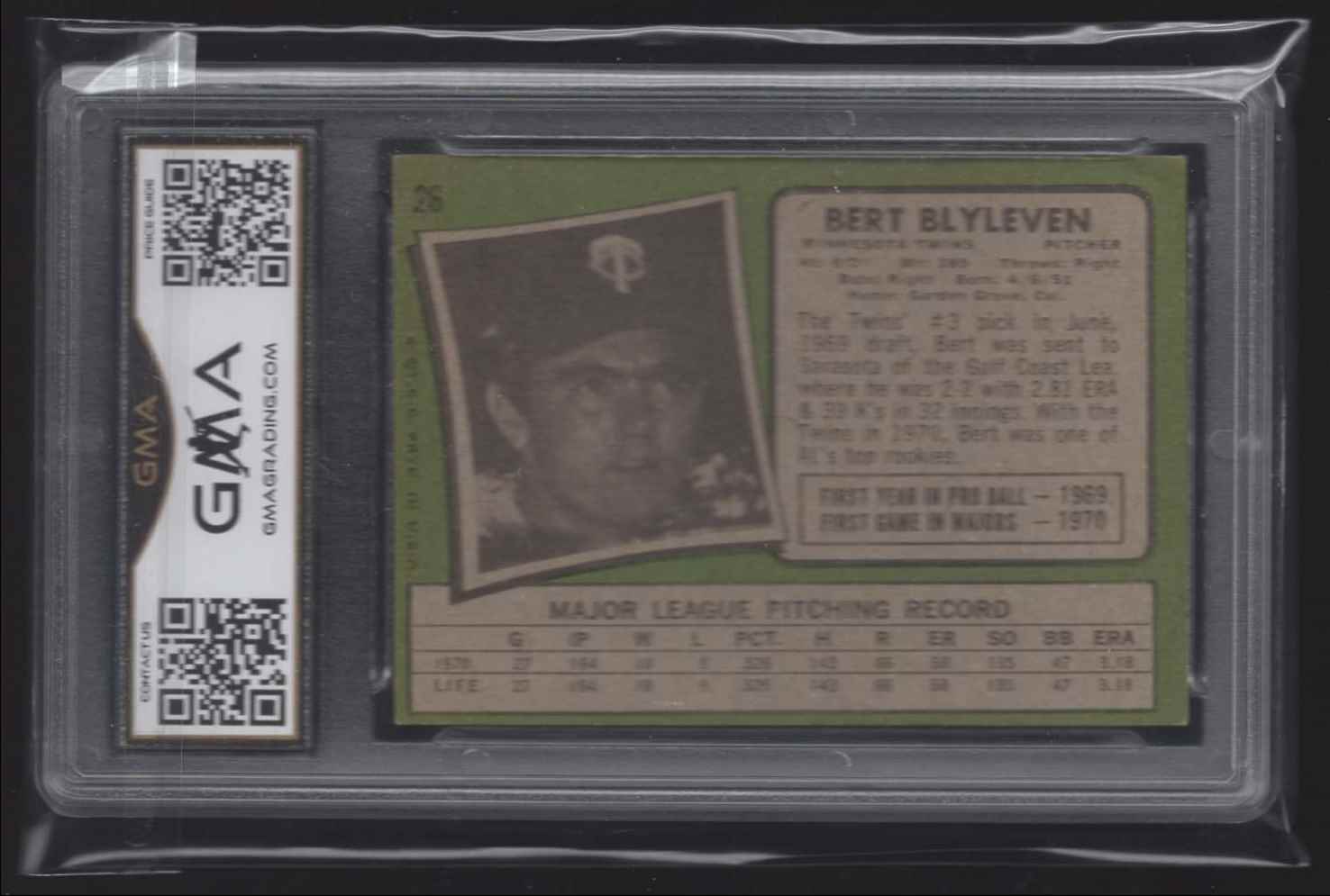 1971 Topps Bert Blyleven #26 card back image