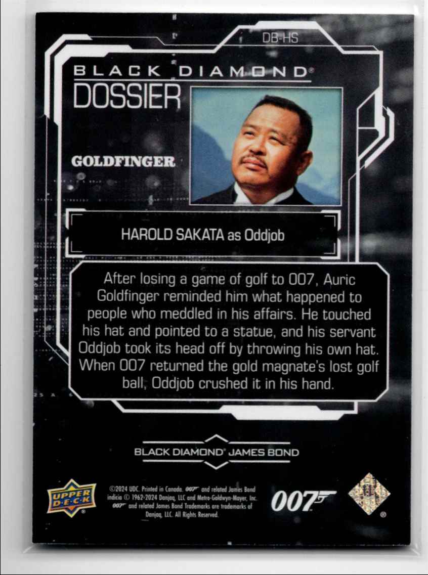 2024 Upper Deck Black Diamond James Bond 007 Dossier /25 Oddjob #DB-HS card back image