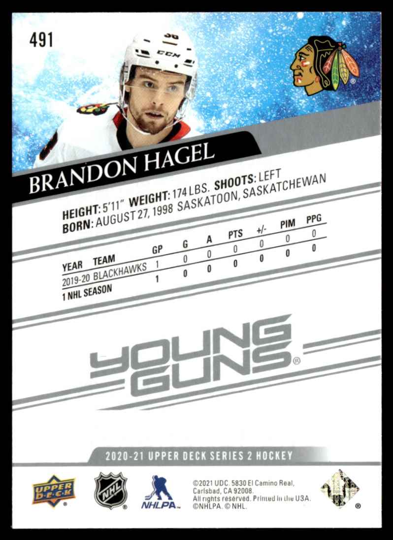 2020-21 Upper Deck Young Guns Brandon Hagel #491 card back image