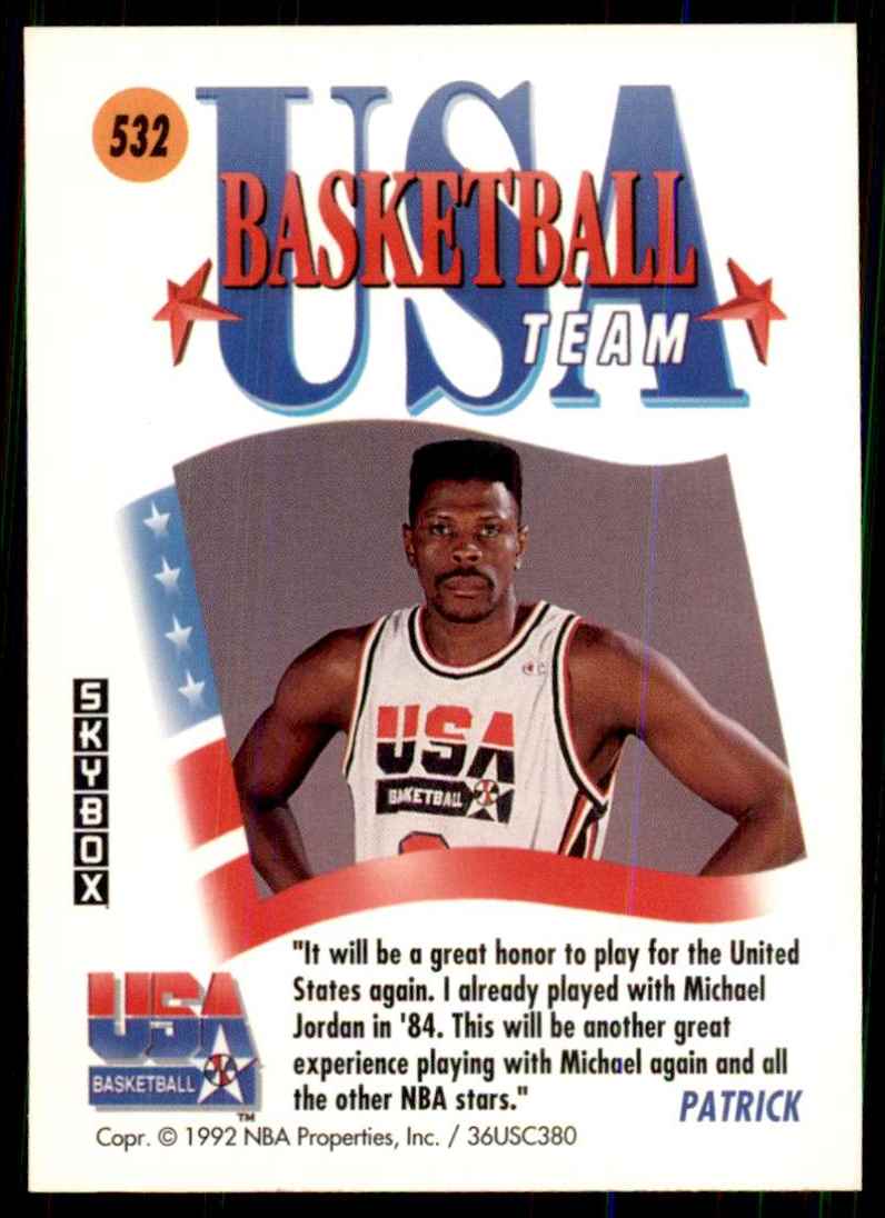 1991-92 Skybox Patrick Ewing USA #532 card back image