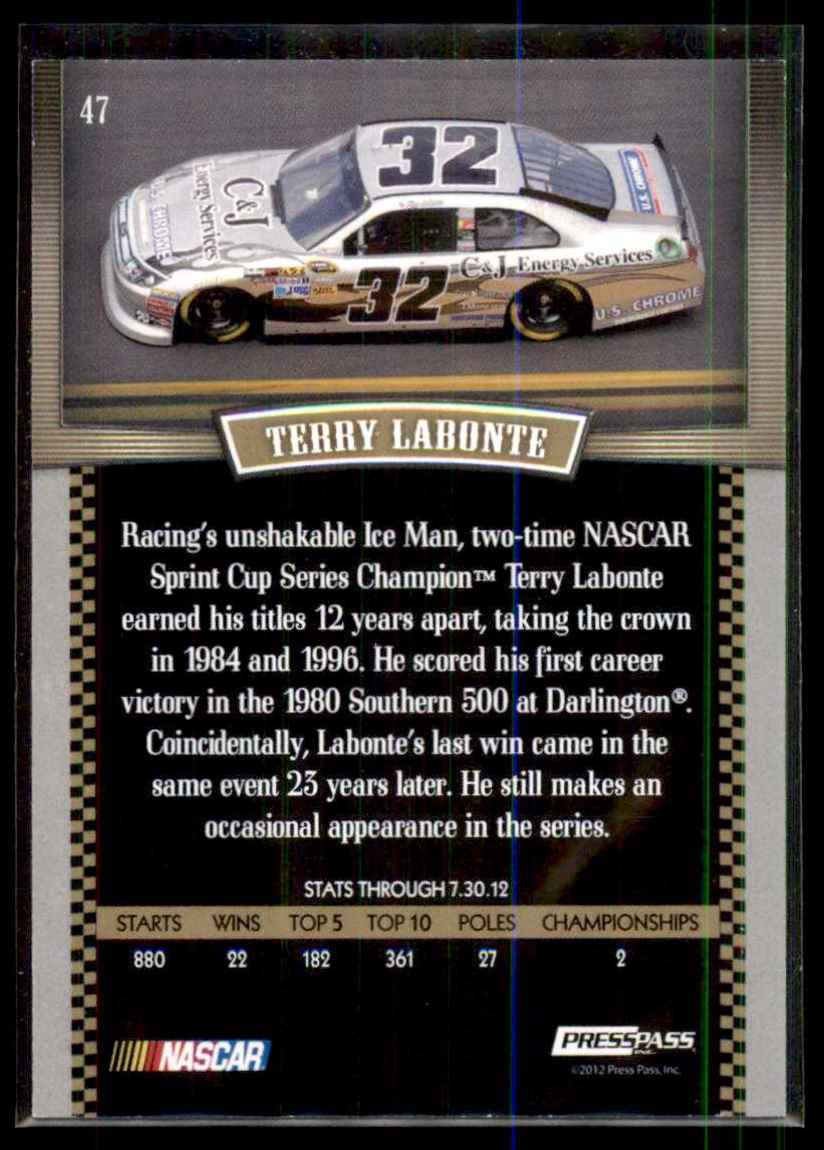 2012 Press Pass Legends Gold Terry Labonte #47 card back image