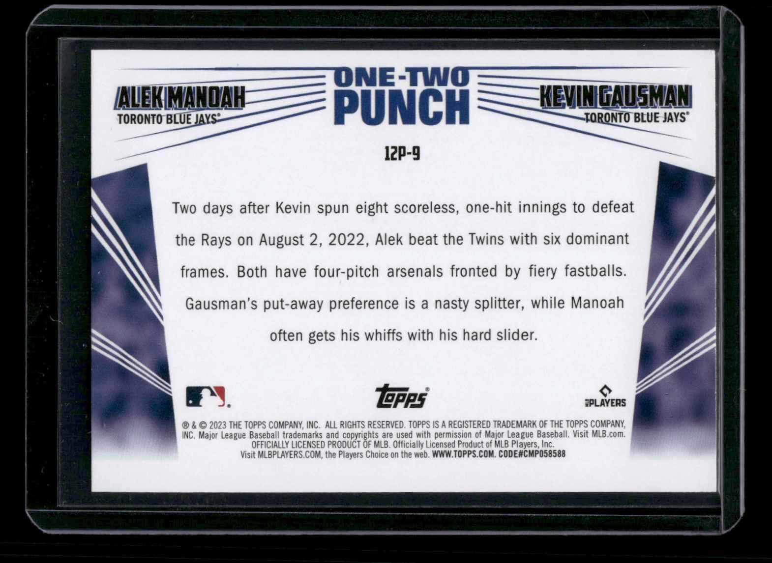2023 Topps Alek Manoah / Kevin Gausman #12P-9 card back image