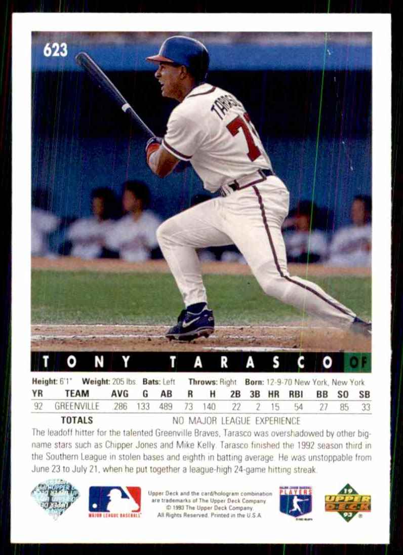 1993 Upper Deck Tony Tarasco RC #623 card back image