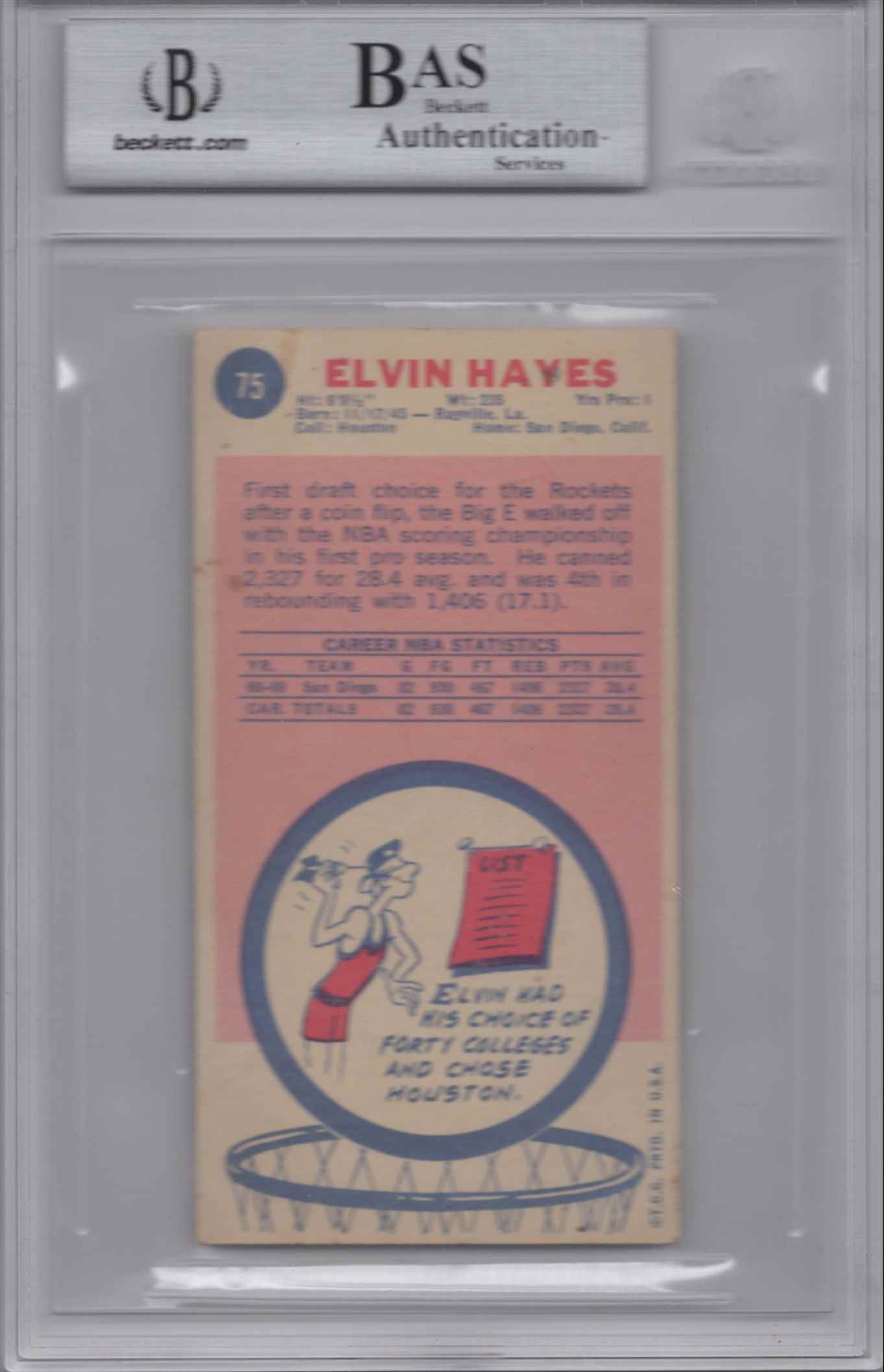 1969-70 Topps Elvin Hayes #75 card back image
