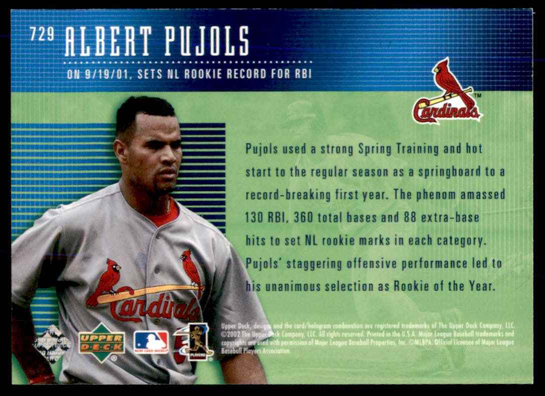 2002 Upper Deck 2001 Year Of The Record Albert Pujols St. Louis Cardinals #729 | eBay