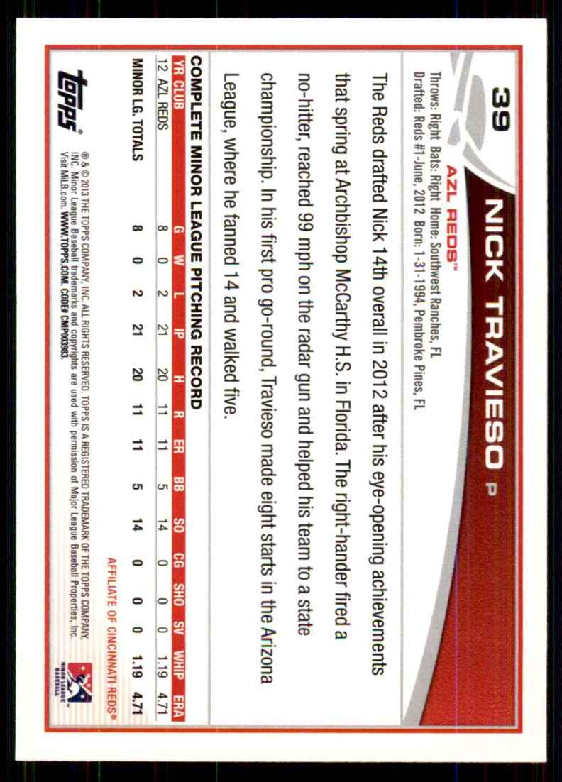 2013 Topps Pro Debut Nick Travieso #39 card back image