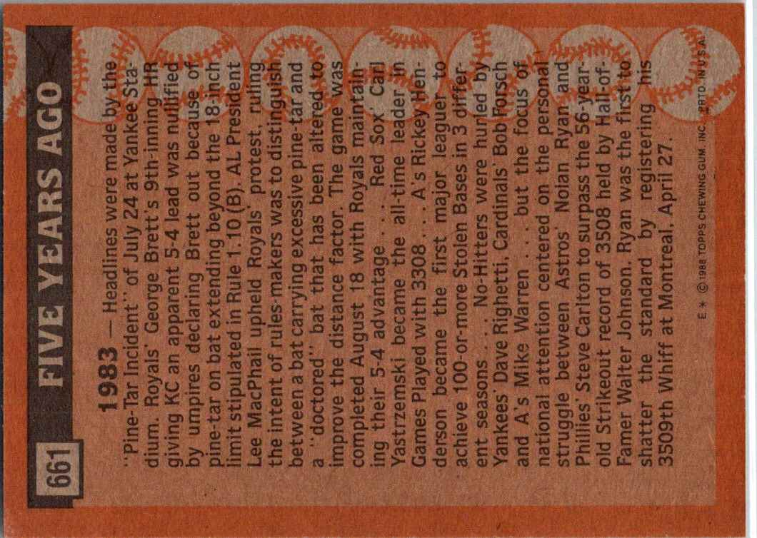 1988 Topps Nolan Ryan #661 card back image