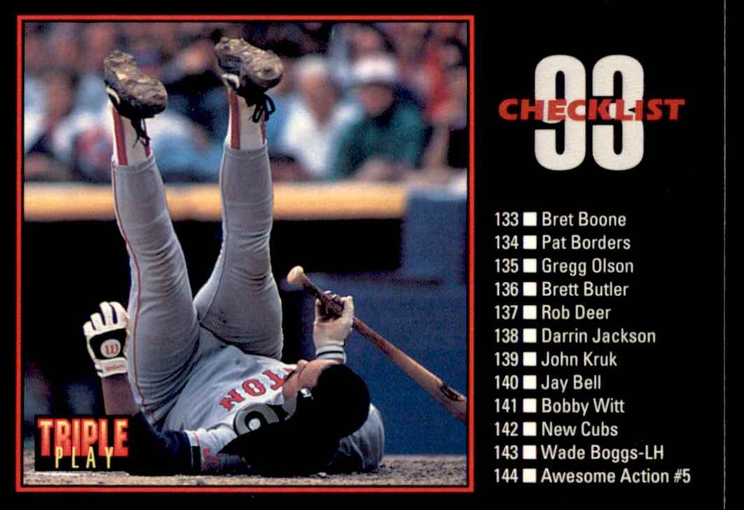 1993 Baseball Leaf Triple Play Checklist #198 card back image