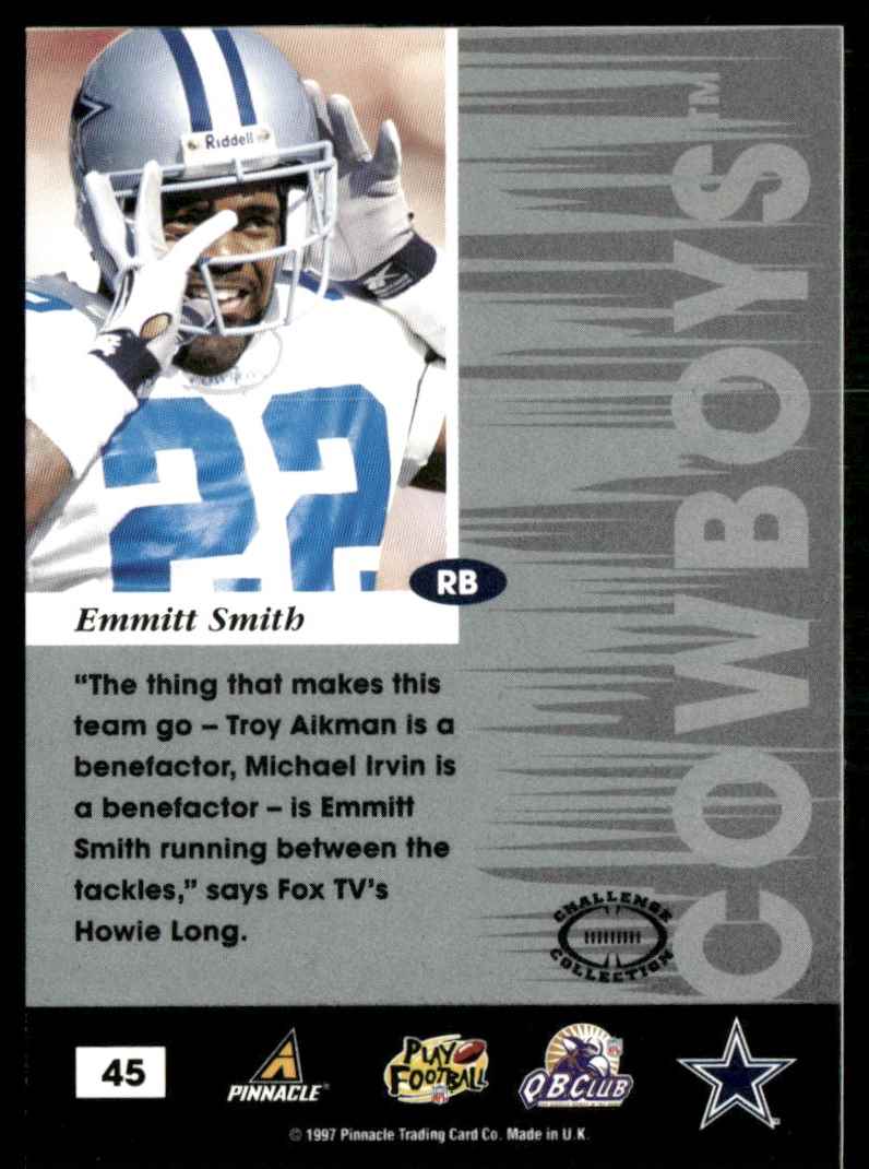 1997 Pinnacle Inscription Next Level Emmitt Smith #45 card back image