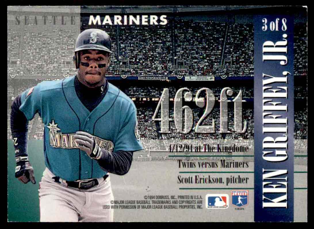 1994 Donruss Longball Leaders Ken Griffey JR. card back image