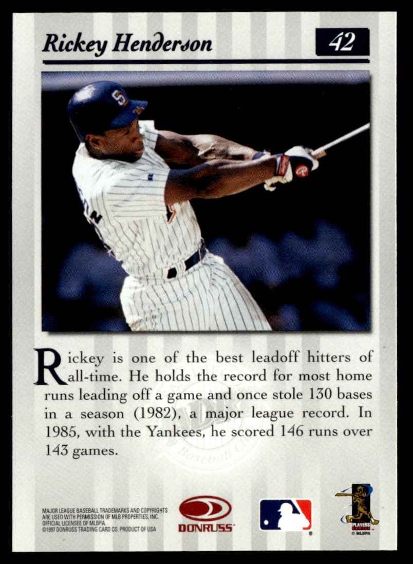 1997 Studio Rickey Henderson #42 card back image