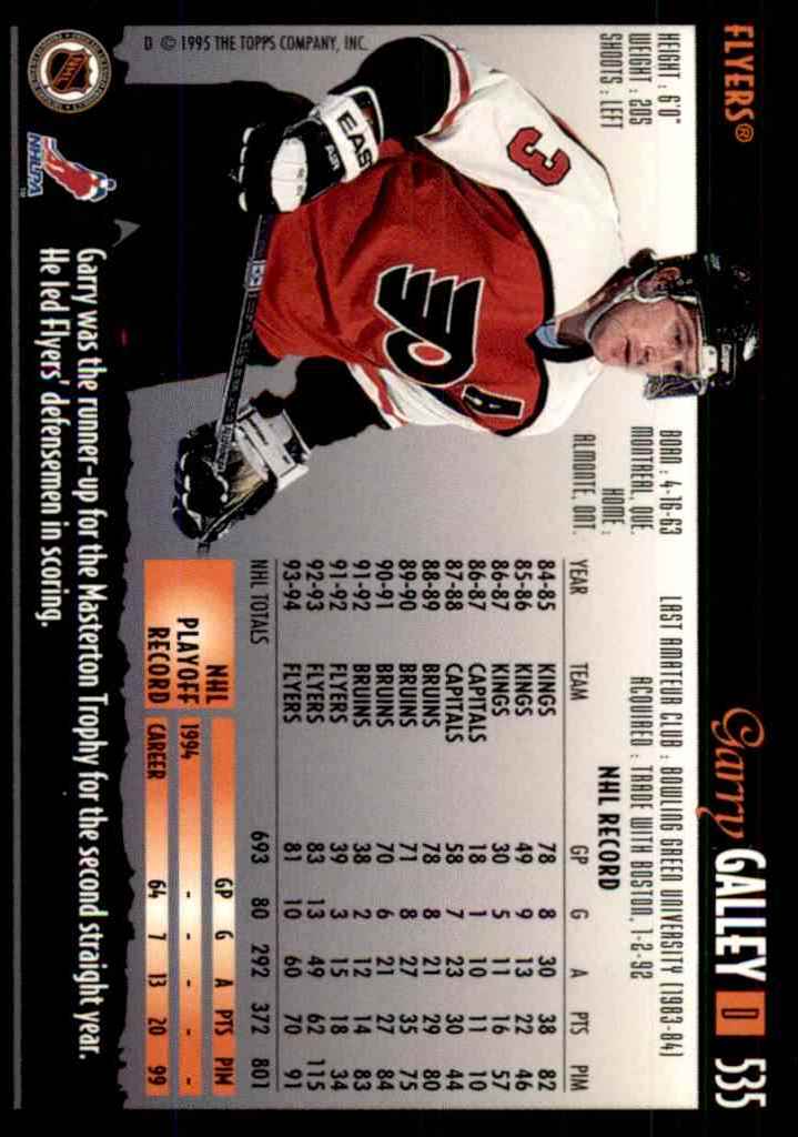 1994-95 Topps Premier Garry Galley #535 card back image