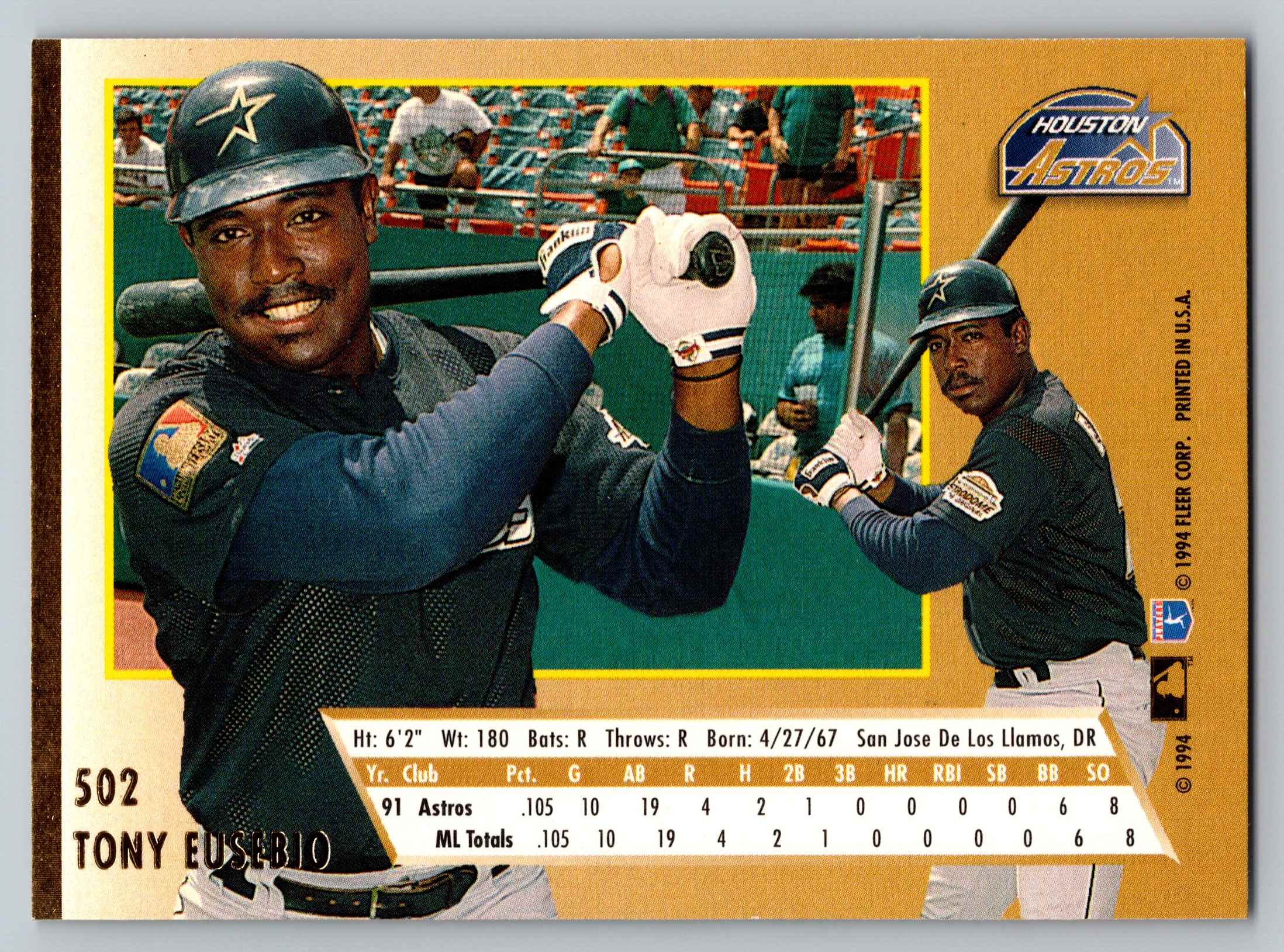 1994 Ultra Tony Eusebio #502 card back image