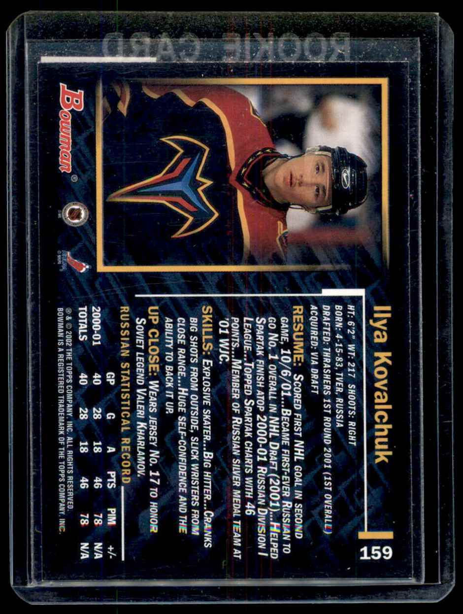 2001-02 Bowman YoungStars Ilya Kovalchuk #159 card back image