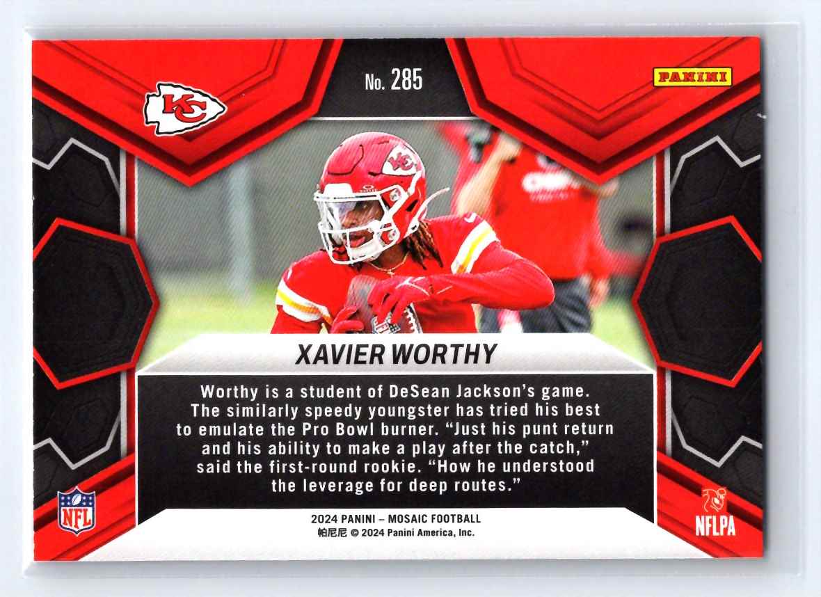 2024 Panini Mosaic Xavier Worthy #285 card back image
