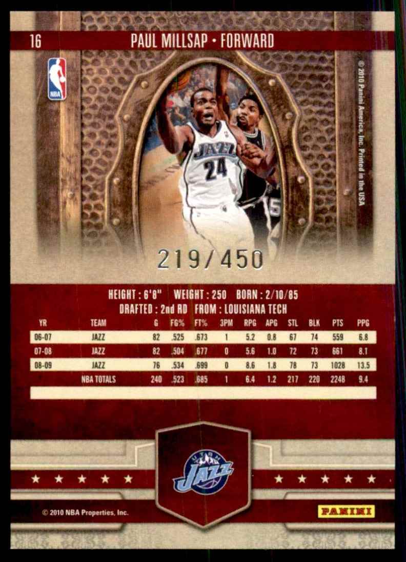 2009-10 Court Kings Paul Millsap #16 card back image