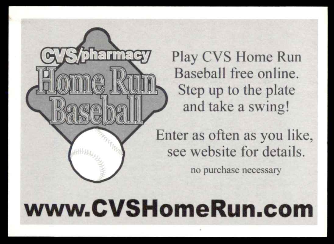 2002 Baseball CVS/pharmacy Home Run Baseball Promo Card card back image