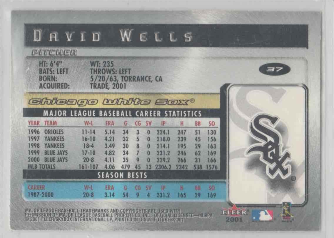 2001 Fleer Focus David Wells #37 card back image