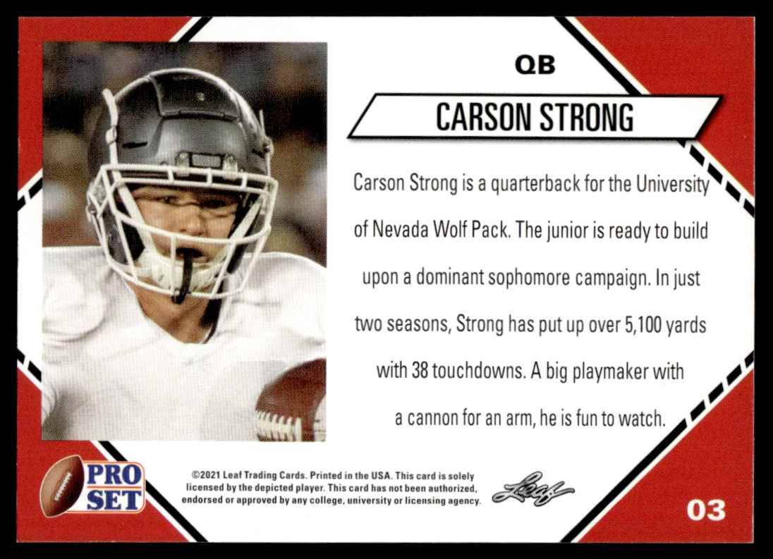 2021 Pro Set Carson Strong #03 card back image