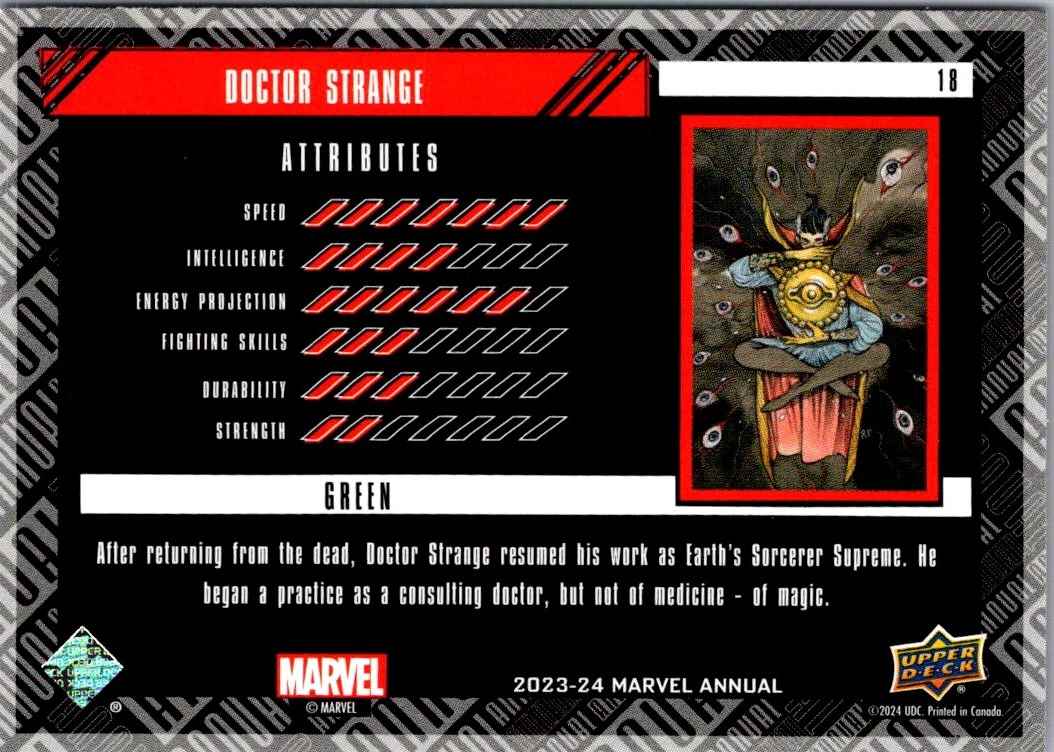 2023 Marvel Annual Green Doctor Strange #18 card back image