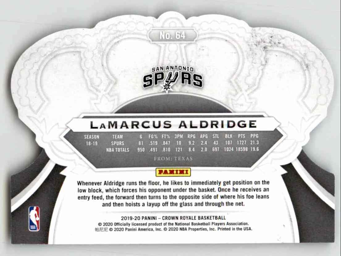 2019-20 Crown Royale Lamarcus Aldridge #64 card back image