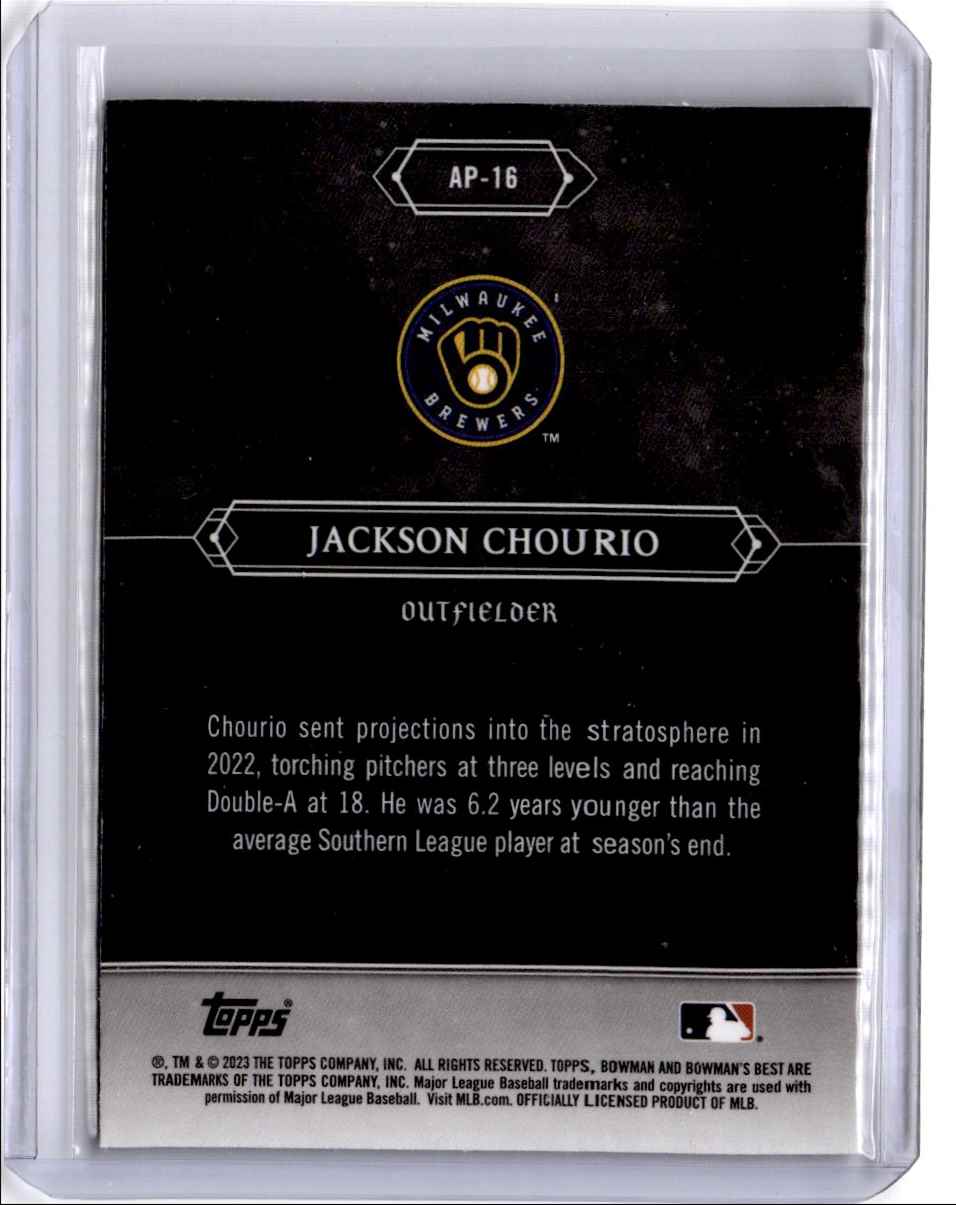 2023 Bowman's Best Astral Projections Jackson Chourio #AP-16 card back image