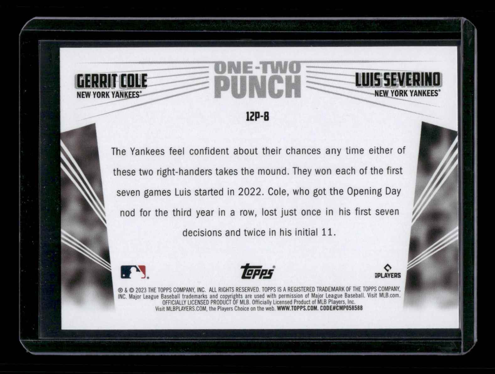 2023 Topps Gerrit Cole / Luis Severino #12P-8 card back image