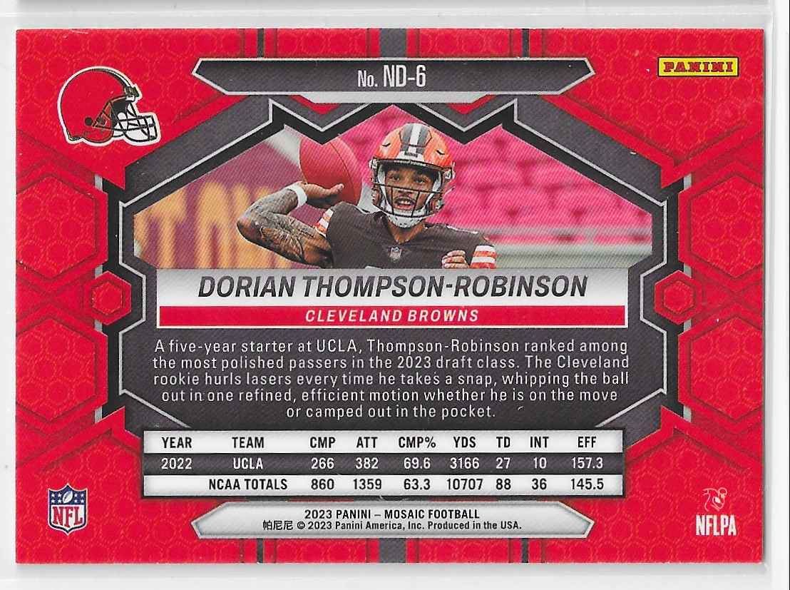 2023 Panini Mosaic Dorian Thompson-Robinson 1 #ND-6 card back image