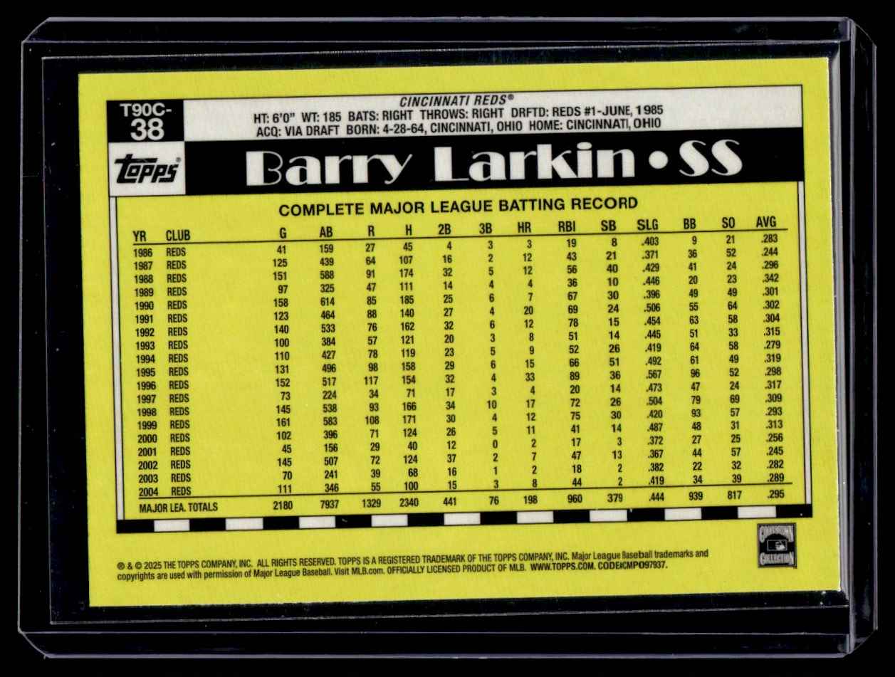 2025 Topps Series 1 Silver Pack Chrome Barry Larkin #T90C-38 card back image