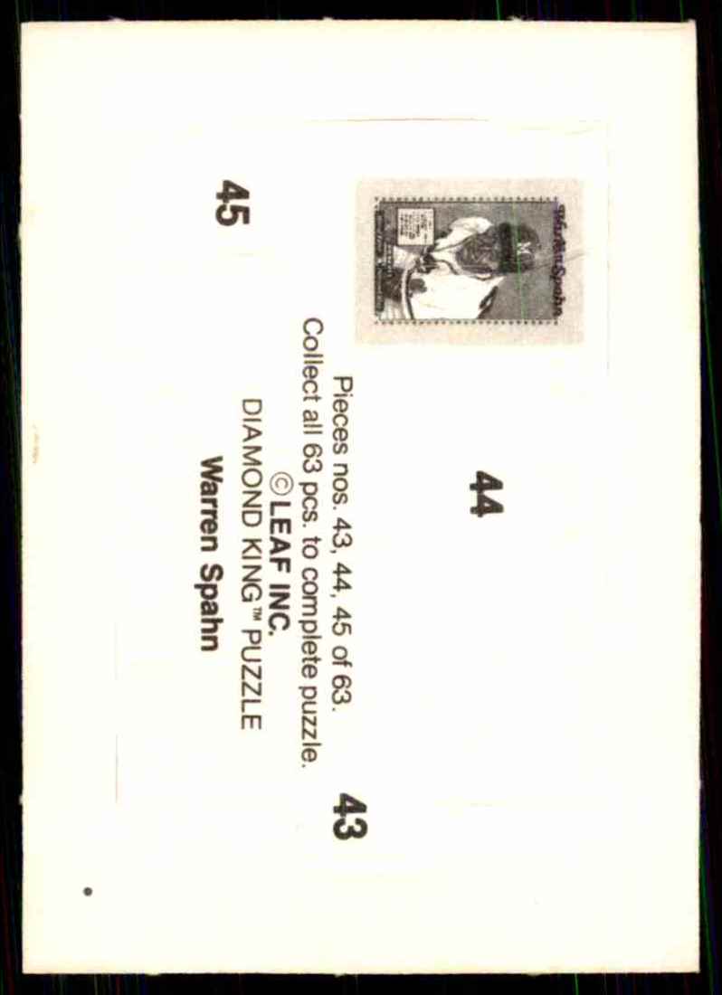 1989 Donruss Warren Spahn Puzzle Spahn Puzzle 43-45 #43 card back image
