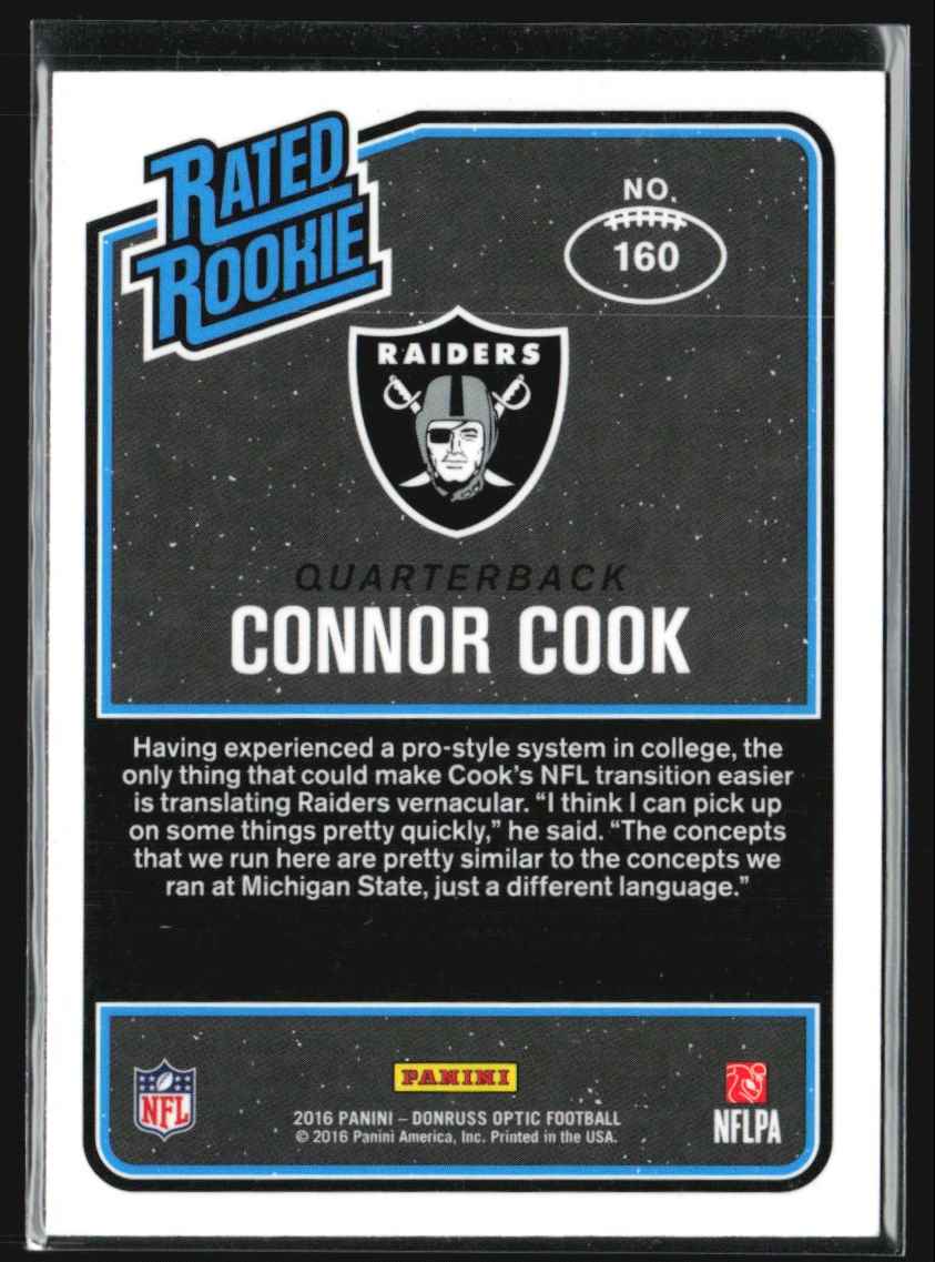2016 Donruss Optic Connor Cook #160 TS1 card back image
