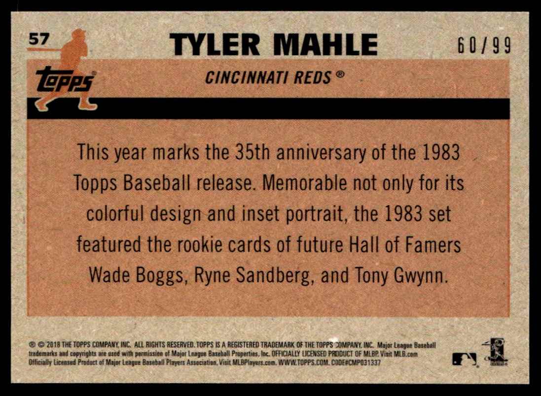 2018 Topps Silver Pack Green Refractor Tyler Mahle #57 card back image