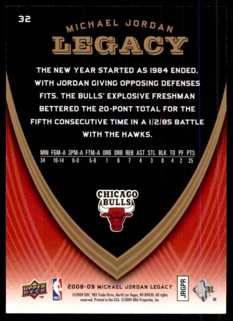 2008-09 Upper Deck Michael Jordan Legacy Michael Jordan Game 32 #32 card back image