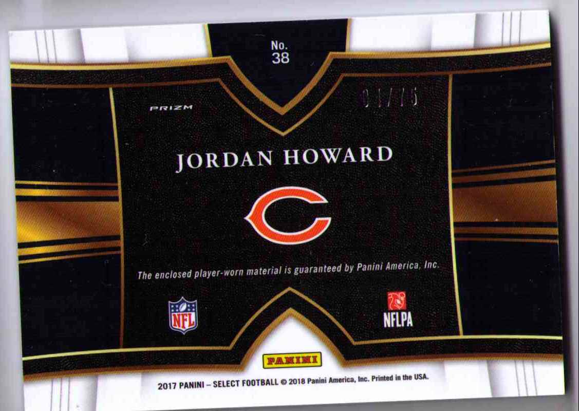 2017 Select Swatches Prizm Copper 3 Color Patch Jordan Howard #38 card back image